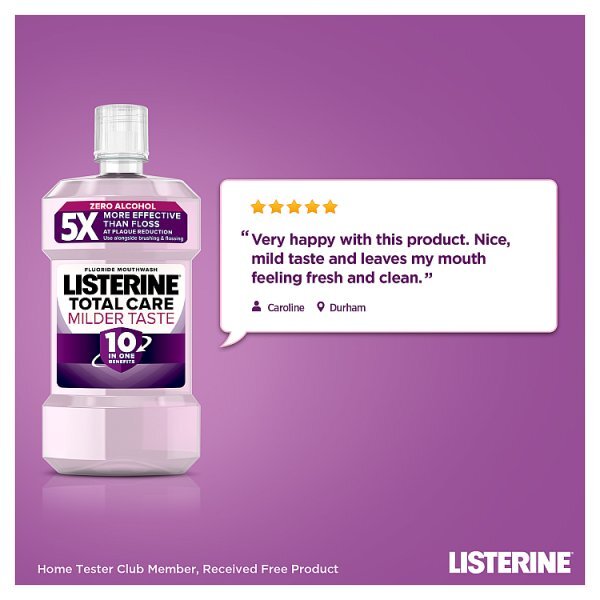 Listerine TotalCare Zero Alcohol Smooth Mint Mouthwash 500ml