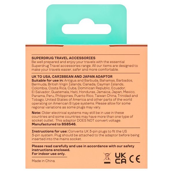 Superdrug UK to USA Travel Adaptor