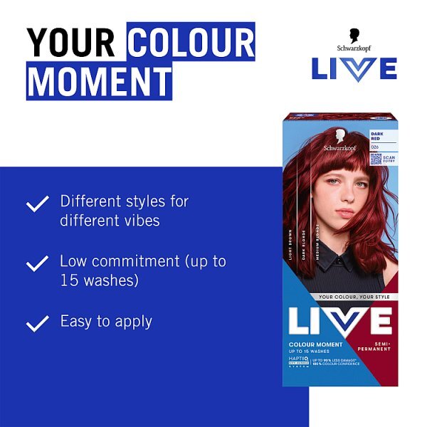 Schwarzkopf LIVE 026 Dark Red Semi-Permanent Hair Dye