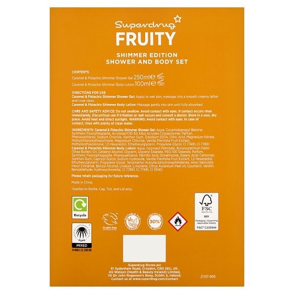 Superdrug Fruity Caramel Shimmer Body Care Gift Set