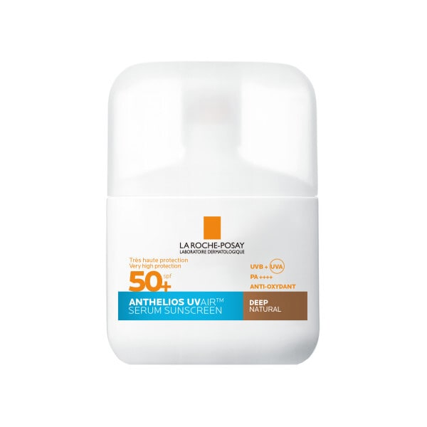 La Roche Posay Anthelios UVAir Serum Sunscreen SPF50+, shade: deep, with Hyaluronic Acid, Niacinamide & Vitamin E, for all skin types, 50ml