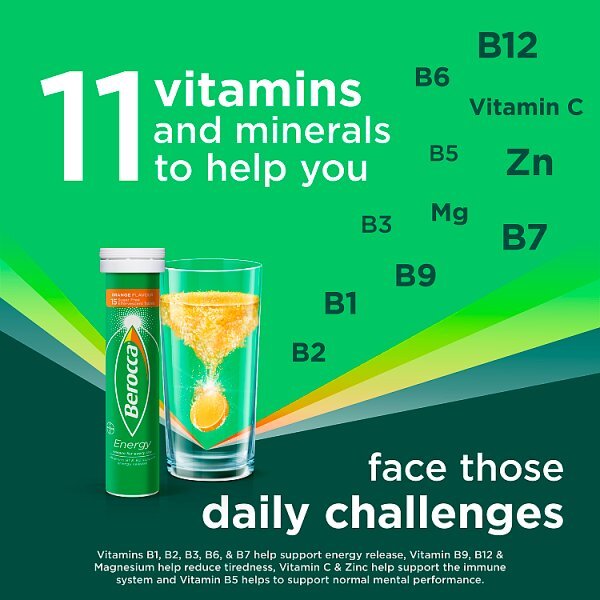 Berocca Natural Orange Flavour 45 Effervescent Tablets