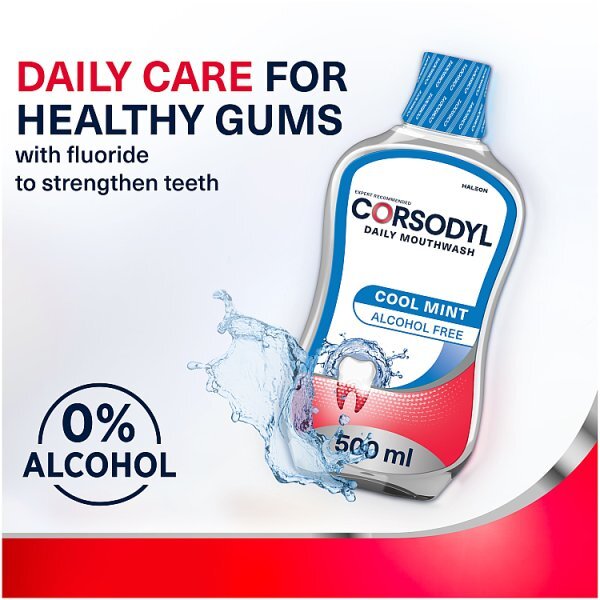 Corsodyl Daily Alcohol Free Mouthwash Cool Mint 500ml