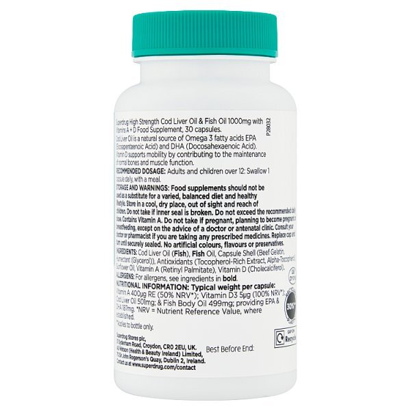 Superdrug Hs Cod Liver Oil 1000mg 30s