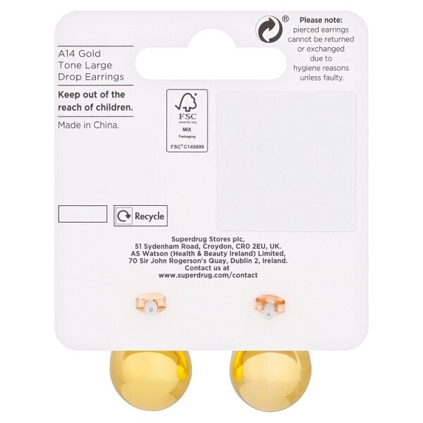 Superdrug Gold Tone Large Drop Earrings