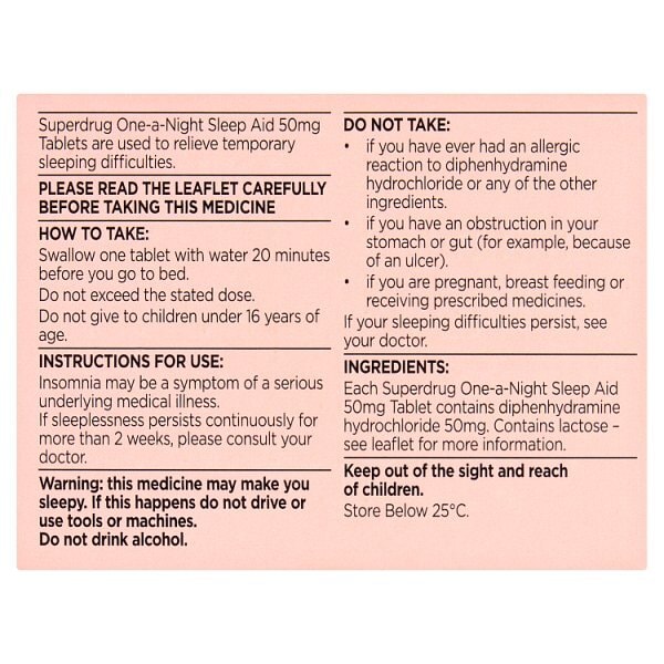 Superdrug Sleep Aid 50mg Tablets 20 Pack