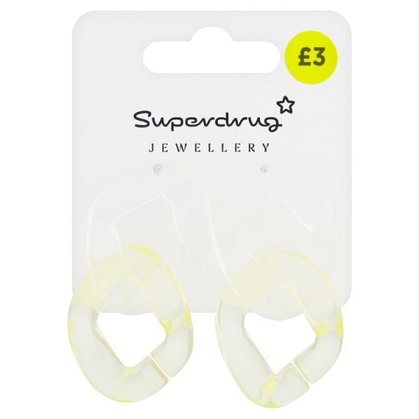 Superdrug Clear & Yellow Perspex Chain Earrings