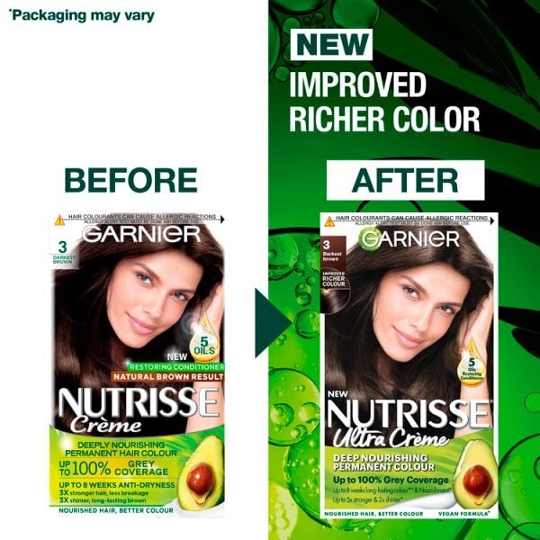 Garnier Nutrisse Permanent Hair Dye Darkest Brown 3