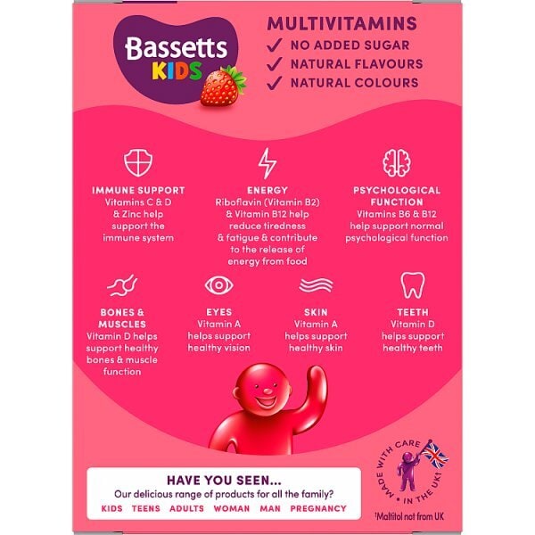 Bassetts Kids Multivitamins 3-6 Strawberry 30S