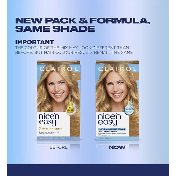 Clairol Nice'N Easy Crème Permanent Hair Dye 8 Medium Blonde