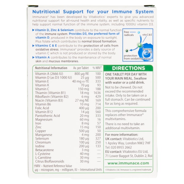 Vitabiotics Immunance Immune System 30 Tablets