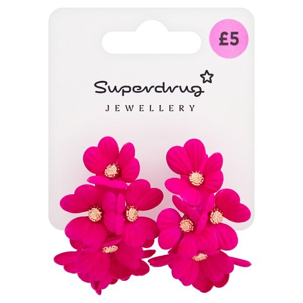 Superdrug Magenta Flower Hoop Earrings