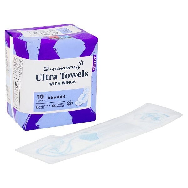 Superdrug Night Ultra Towel Wings x10