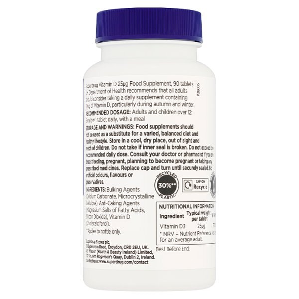 Superdrug Vitamin D 25ug 90s