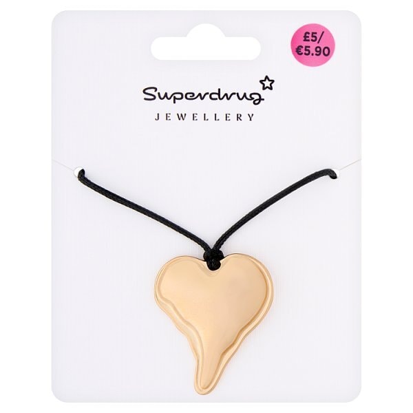 Superdrug Heart Black Cord Necklace