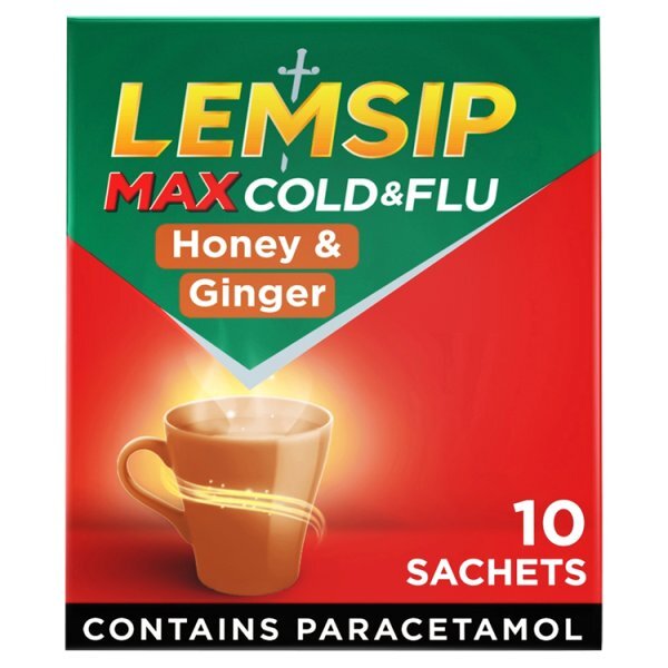 Lemsip Max Cold & Flu Honey & Ginger Flavour Sachets 10s