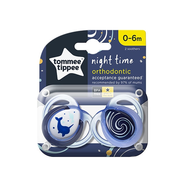 Tommee Tippee Closer to Nature Night Soother 0-6m (2 pack)