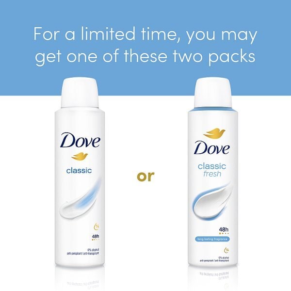 Dove Women Antiperspirant Deodorant Classic Aerosol 150ml