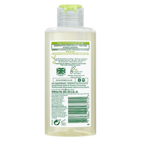 Simple Kind to Skin Hydrating Vegan Facial Cleanser 125ml