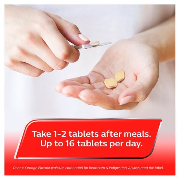 Rennie Orange Flavour 24 Chewable Tablets