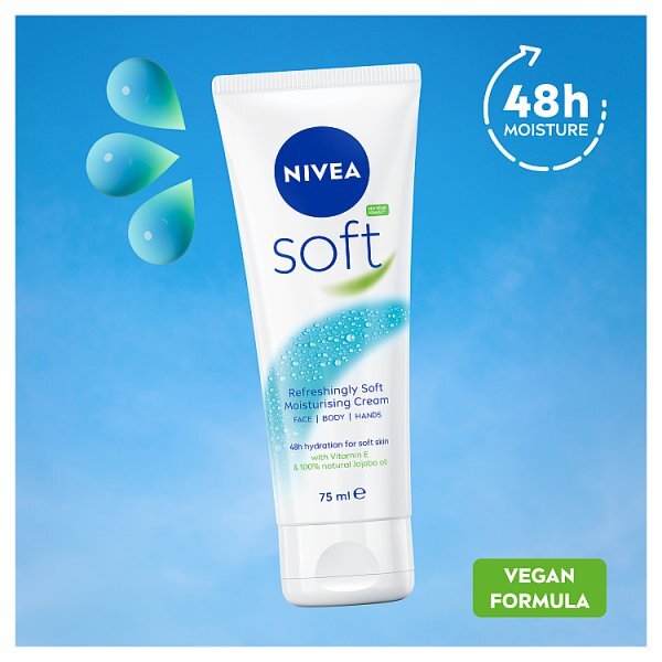 NIVEA Soft Moisturiser Cream for Face, Hands & Body, 75ml