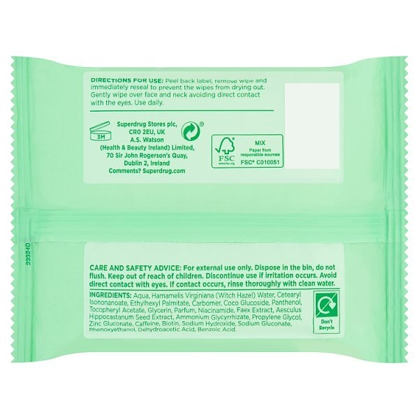 Superdrug Cleansing Biodegradable Face Wipes Combination Skin