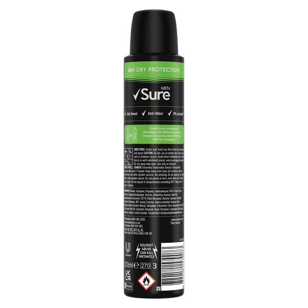 Sure Men Bergamot & Mint Anti-Perspirant Aerosol 200 ml