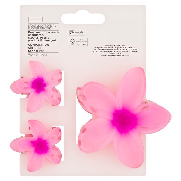 Studio London Tropical Flower Hair Clips 3 Pack Coral