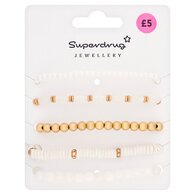 Superdrug Beaded White Bracelets 5pk