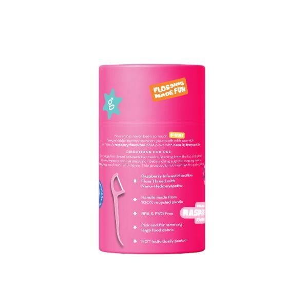 Grin Ultra Smooth Raspberry Floss Picks 80pk Canister
