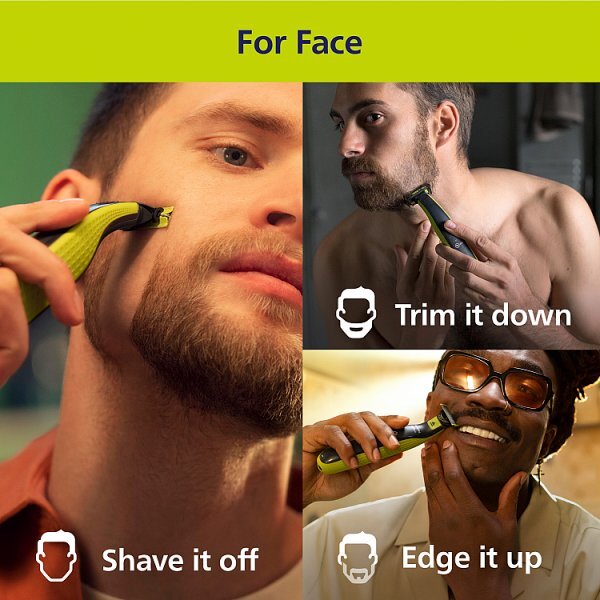 Philips OneBlade 360 for Face - Trim, Edge, Shave with 3 Stubble Combs QP2724/23