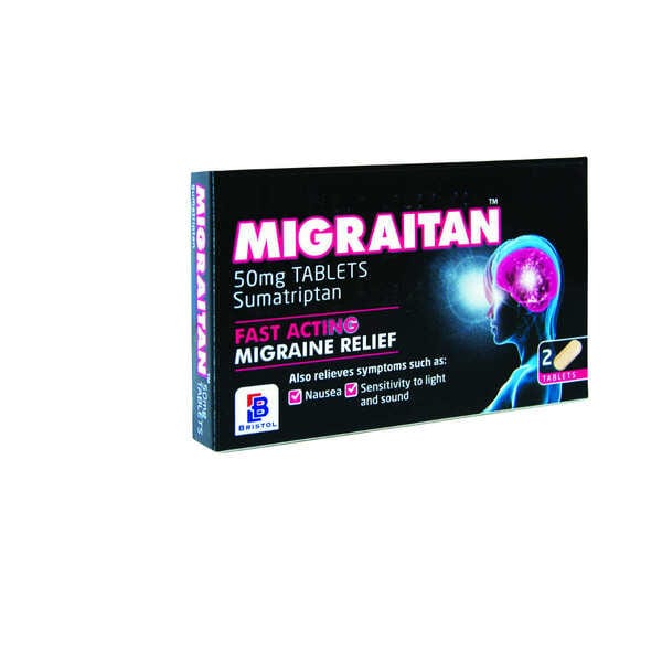 Migraitan 50mg Migrain Relief Tablets 2s