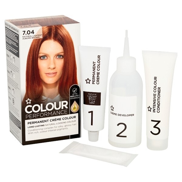 Superdrug Performance Permanent Hair Dye Light Auburn 7.04