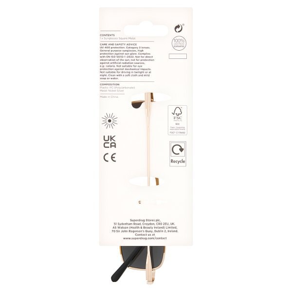 Superdrug Sunglasses Square Metal