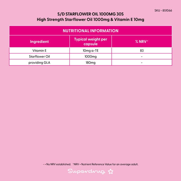 Superdrug Starflower Oil 1000mg 30s