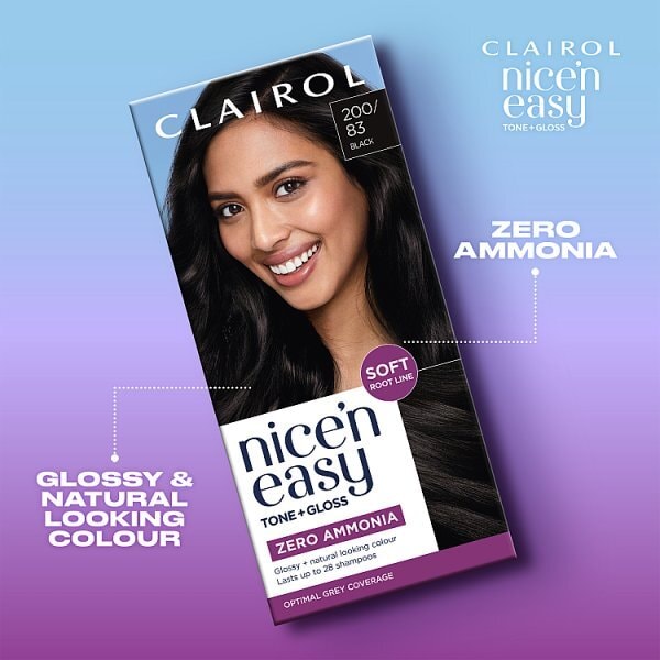 Clairol Nice'n Easy Tone+Gloss Semi-Permanent Hair Dye 200/83 Black