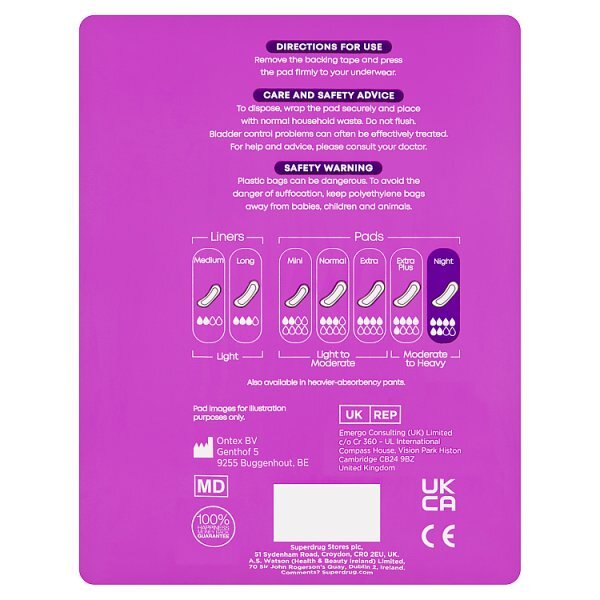 Superdrug Night Incontinence Pad x8