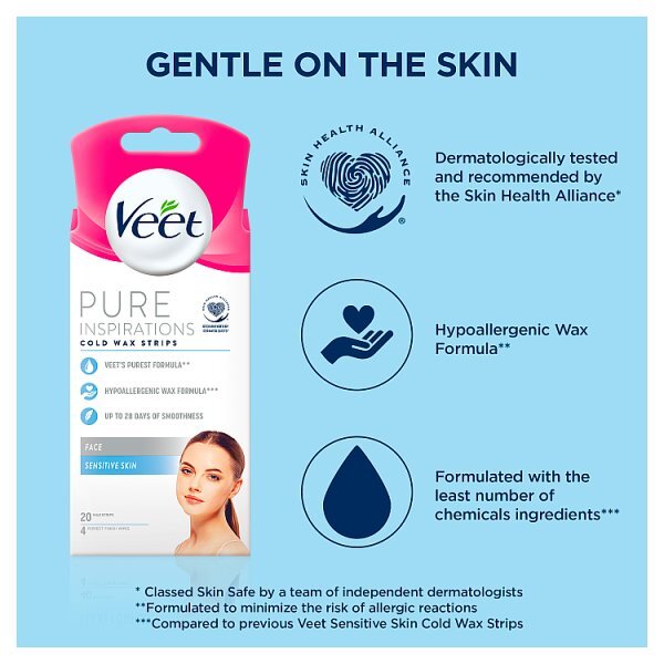 Veet Pure Inspiration Wax Strips Face Sensitive x20