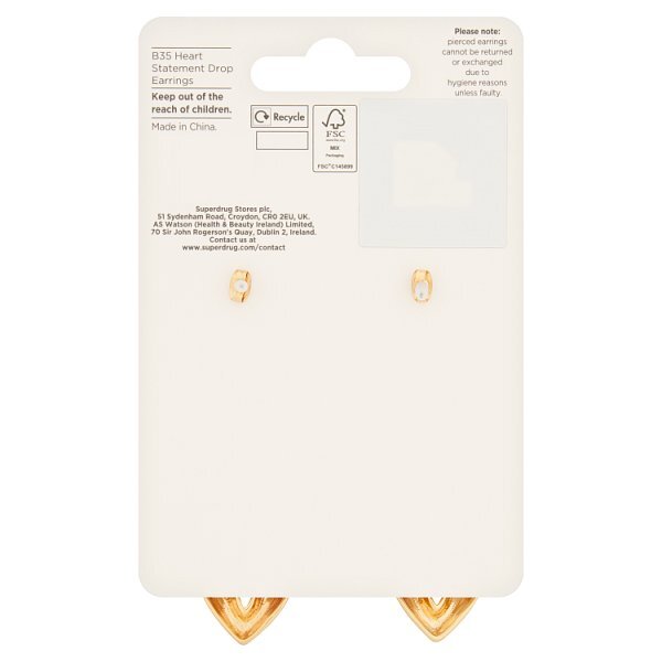 Superdrug Heart Statement Drop Earrings