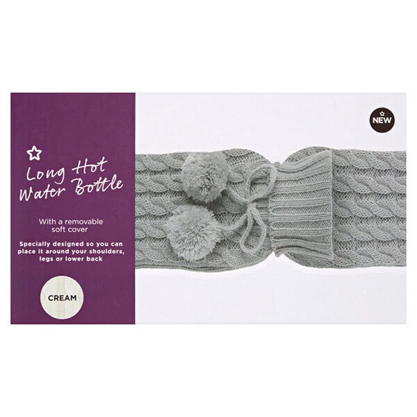DNR Superdrug Long Hot Water Bottle & Cable Knit Cover