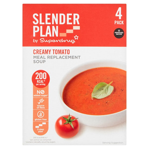 Superdrug Slenderplan Tomato Soup Meal Replacement 4x55g