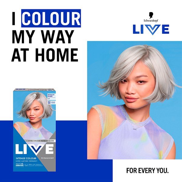 Schwarzkopf LIVE U71 Metallic Silver Permanent Hair Dye