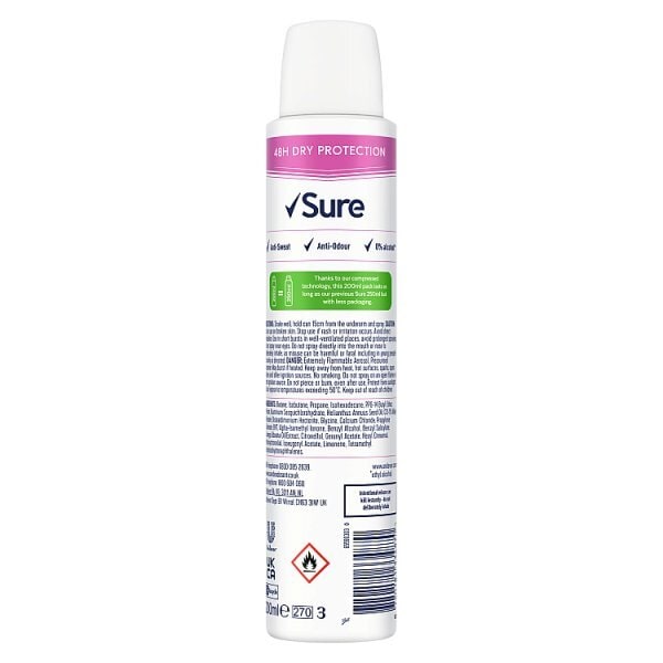 Sure Anti-Perspirant Aerosol Essential Invisible Pure 200ml