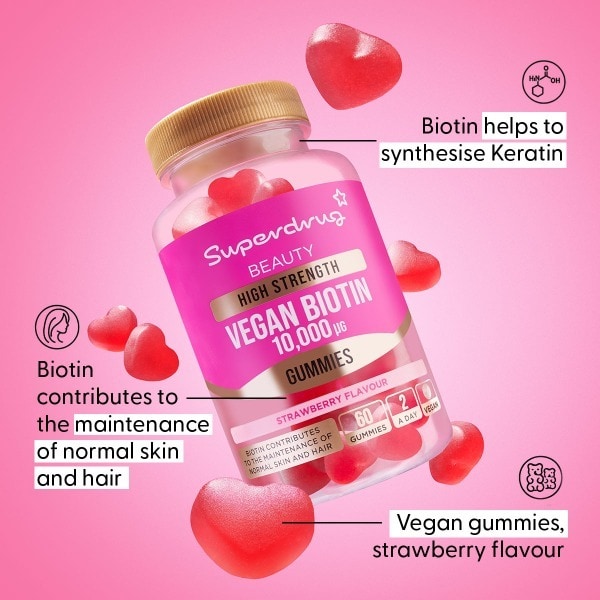 Superdrug High Strength Biotin 10000æg Vegan Gummies 60s