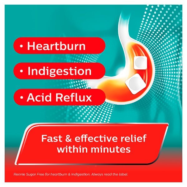 Rennie Sugar Free 680mg/80mg 24 Chewable Tablets