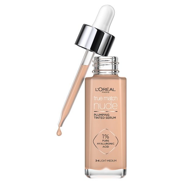 L'Oreal Paris True Match Nude Hyaluronic Tinted Serum Foundation with 1%  Hyaluronic acid, Very Light 0.5-2, 1 fl. oz.