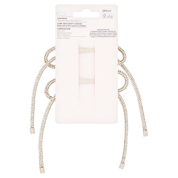 Studio London Diamante Bow Hair Clips 2 Pack