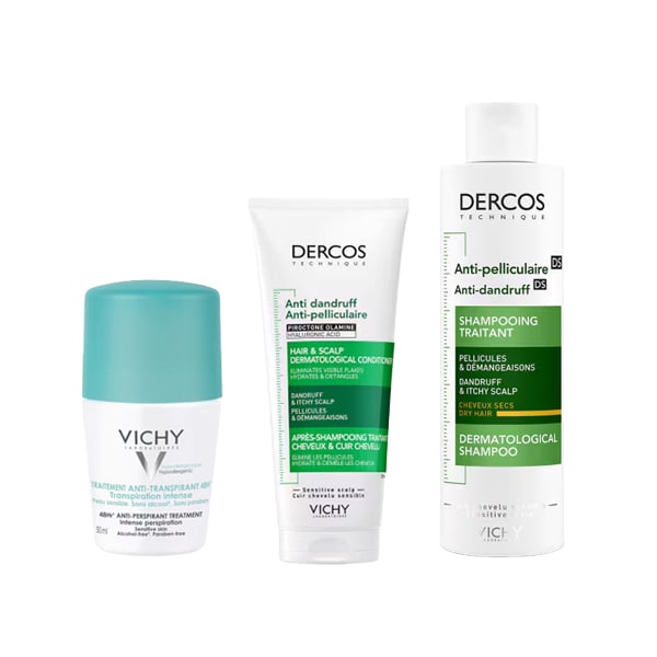 Vichy Dercos Anti-Dandruff Hair Duo with 48HR 50ml Roll-On Deodorant