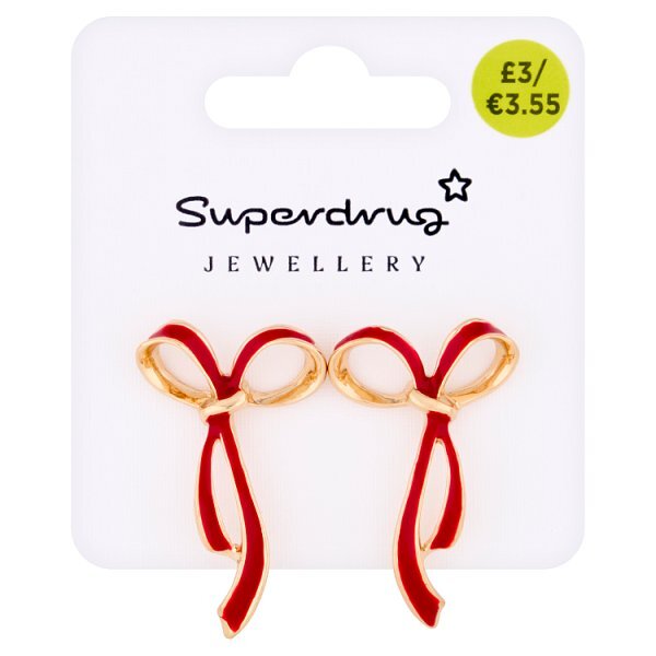 Superdrug Burgundy Bow Earrings
