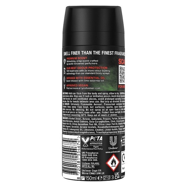 Lynx 72Hr Fine Fragrance Watermelon Freeze Body Spray 150Ml
